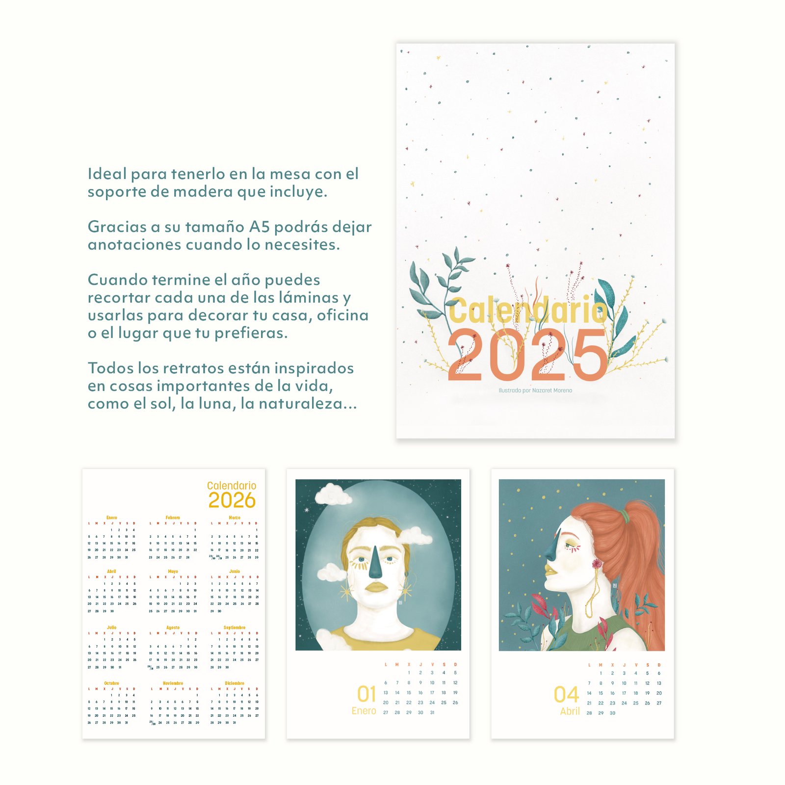 Calendario de mesa 2025, ilustrado tamaño A5 - Imagen 11