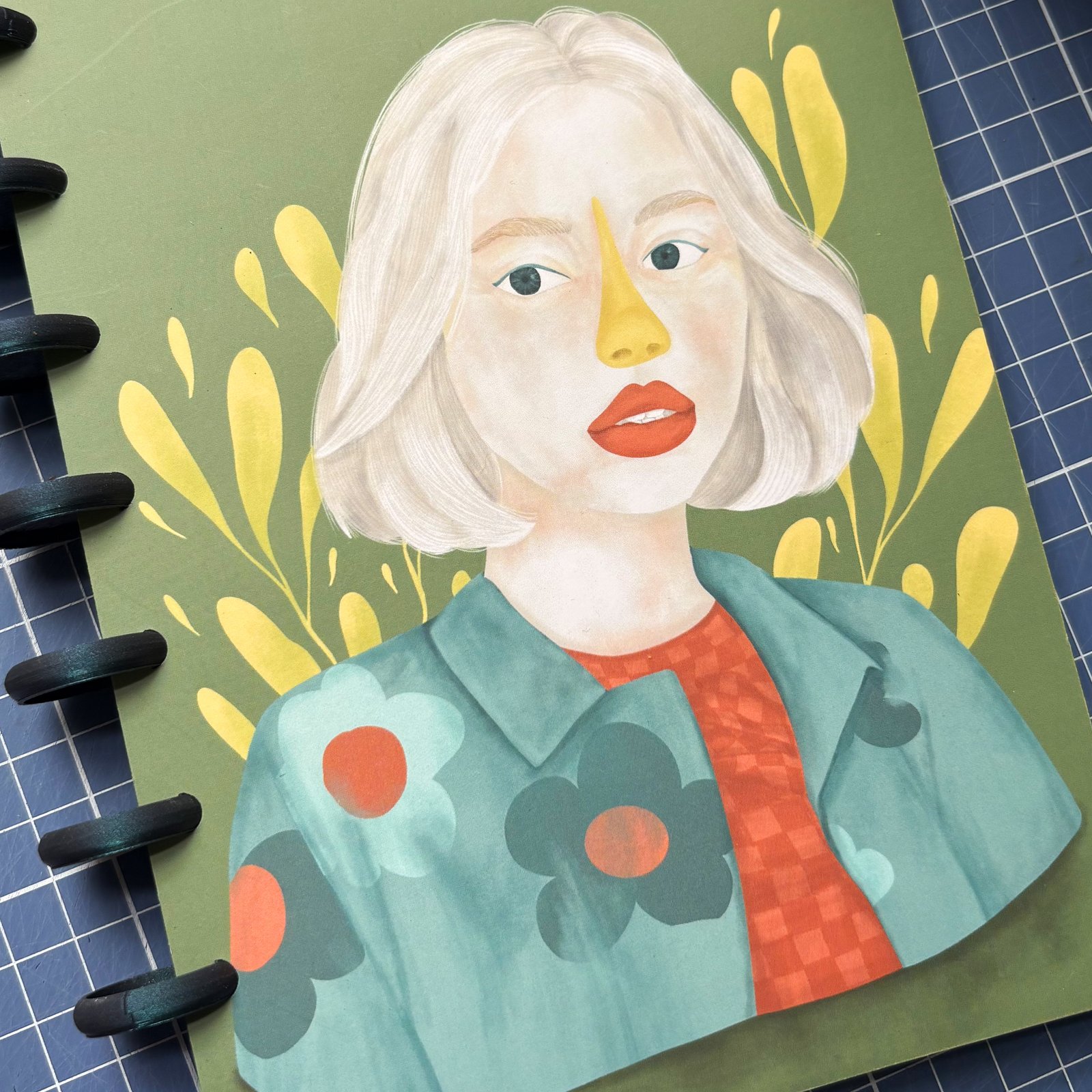 detalle portada de la libreta artesanal ilustrada cicatrices con hojas intercambiables